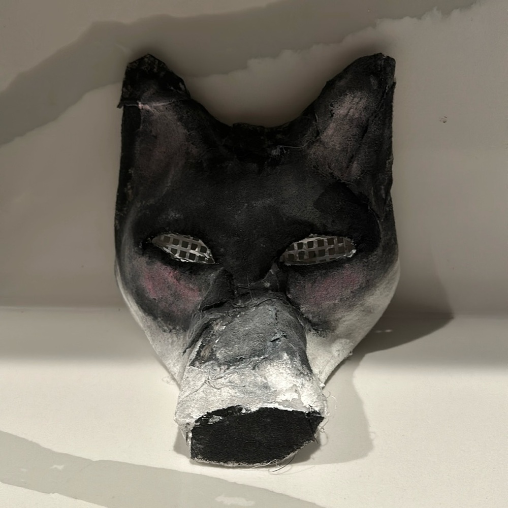 Therian white and gray mask and handmade.